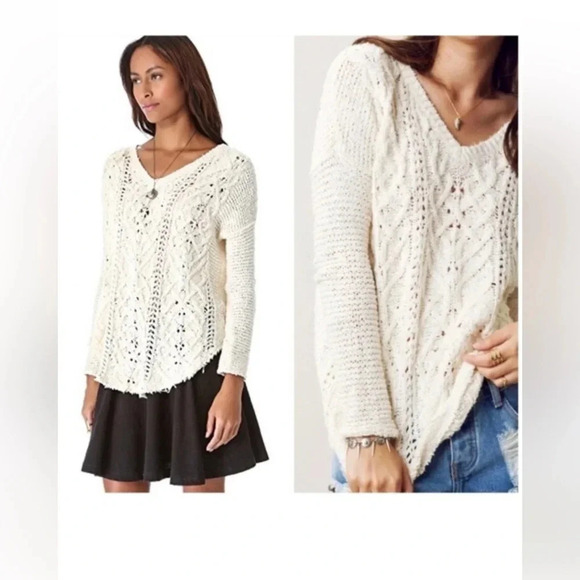 FREE PEOPLE Cross My Heart Cable Knit Sweater XS - Picture 11 of 13